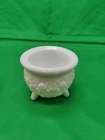 Vintage LE Smith Milk Glass 3 Toed Daisy & Button Cauldron Toothpick Kettle