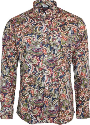Relco Mens Black Abstract Paisley Long 
