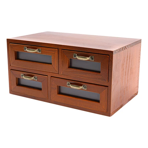 Organizador de Escritorio con Cajones Armario de Almacenamiento de Escritorio de Madera Caja de Almacenamiento, 4 Cajones - Imagen 11 de 18