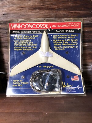 Vintage Valor RV Airplane Style TV Antenna Rare White Mini Concorde C7000  NOS