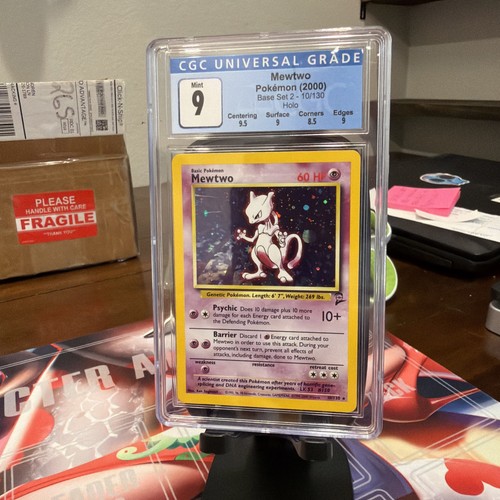 Pokemon Mewtwo Base Set 2 Unlimited Holo Rare #10 CGC 9 Mint Old Label