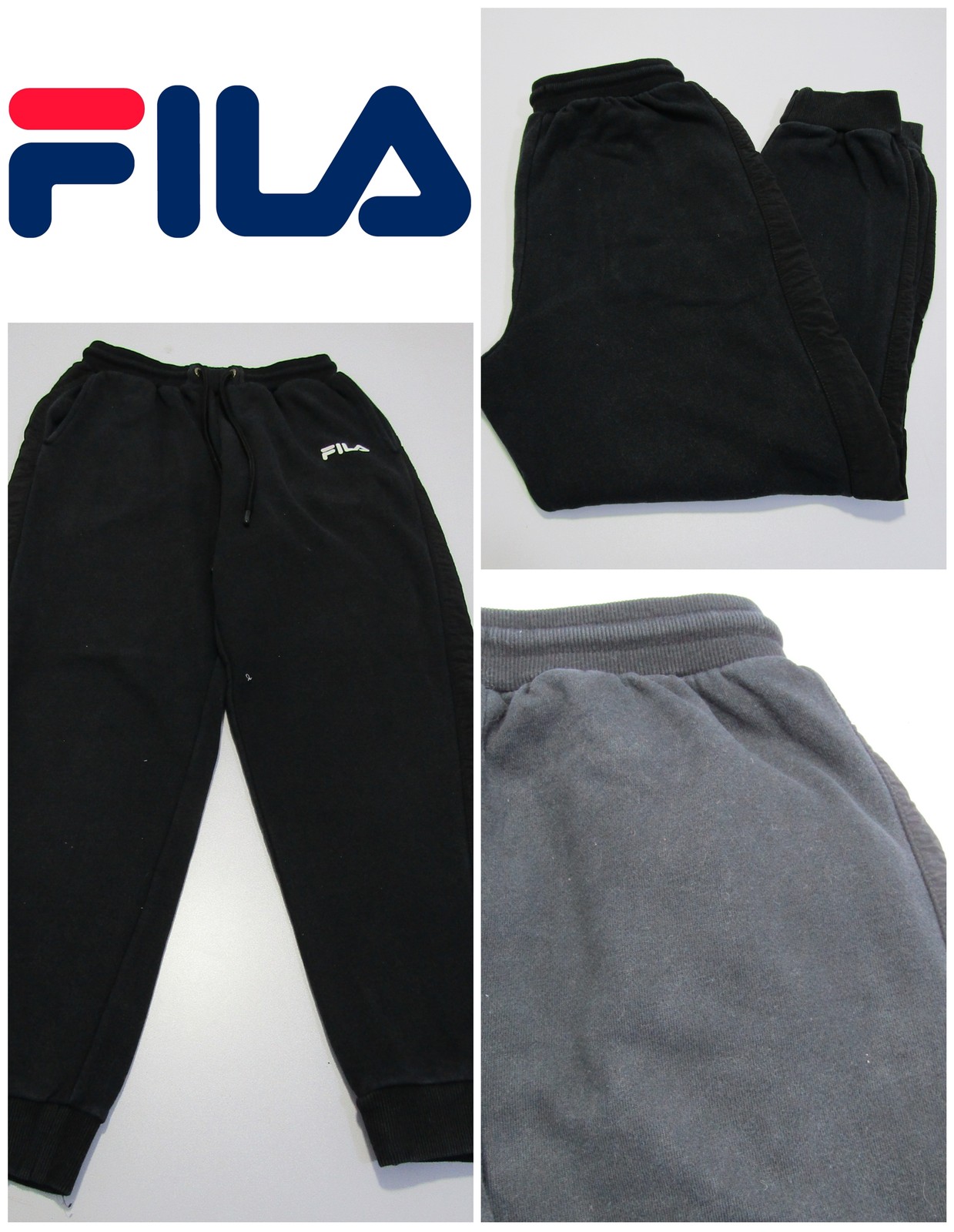 Fila Joggers donna in pile nero vita 24 gamba 26 UK 8 SKU Y19249