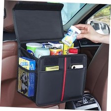 Hanging Car Seat Organizer with Lid - Premium PU Leather Backseat With Lid