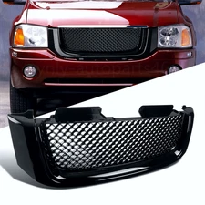 For 2002-2009 GMC Envoy Mesh Glossy Black Front Hood Bumper Grille Replacement