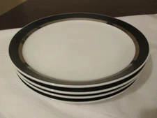4 Mikasa Pivotal Ben Seibel Montina SALAD LUNCHEON PLATE 5023 Black Silver 8"