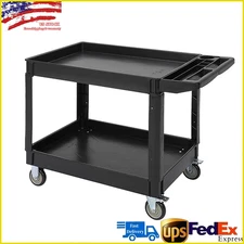 Service Utility Cart 2-Shelf, 500 lbs Capacity, Storage Handle & Wheels, 45"X25"