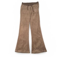 Juicy Couture Brown Tan Velour Flare Track Pants I Love Juicy Heart Petite Y2K