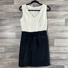 Banana Republic Sheath Dress Women’s 6 White Black Sleeveless Back Zip Career