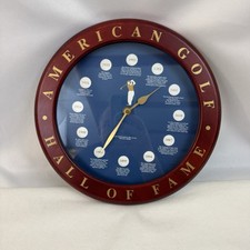 American Golf Hall Of Fame 9 Inch Cherry Wood Quartz Wall Clock Blue Fast Ship