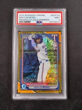 2024 Bowman Chrome Braylin Morel Prospects 1st Gold 08/50 Rangers PSA 9