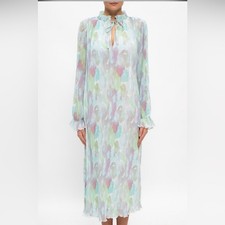 Ganni Pastel Georgette Pleated Maxi Dress