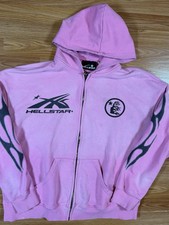 Hellstar Sports Pink Flame Zip-Up Hoodie Size...