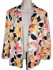 Vintage Alfred Dunner Long Sleeve Women Floral Tropical Beach Blazer Size 12
