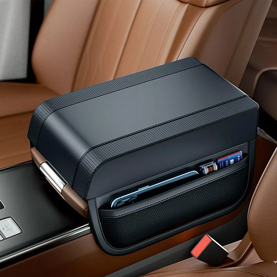 Car Center Console Armrest Box Cushion Cover Pad Mat Protector Accessories Black - Image 4 of 4