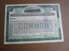1933 - MISSOURI PACFIC RAILROAD COMPANY - Stock Certificate - MISSOURI