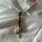 Beaded Fish Charm Keychain Key Ring Metal & Plastic Beige Black Silver — photo 1