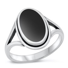 Fashion Cocktail Black Onyx Unique Ring New .925 Sterling Silver Band Sizes 4-10