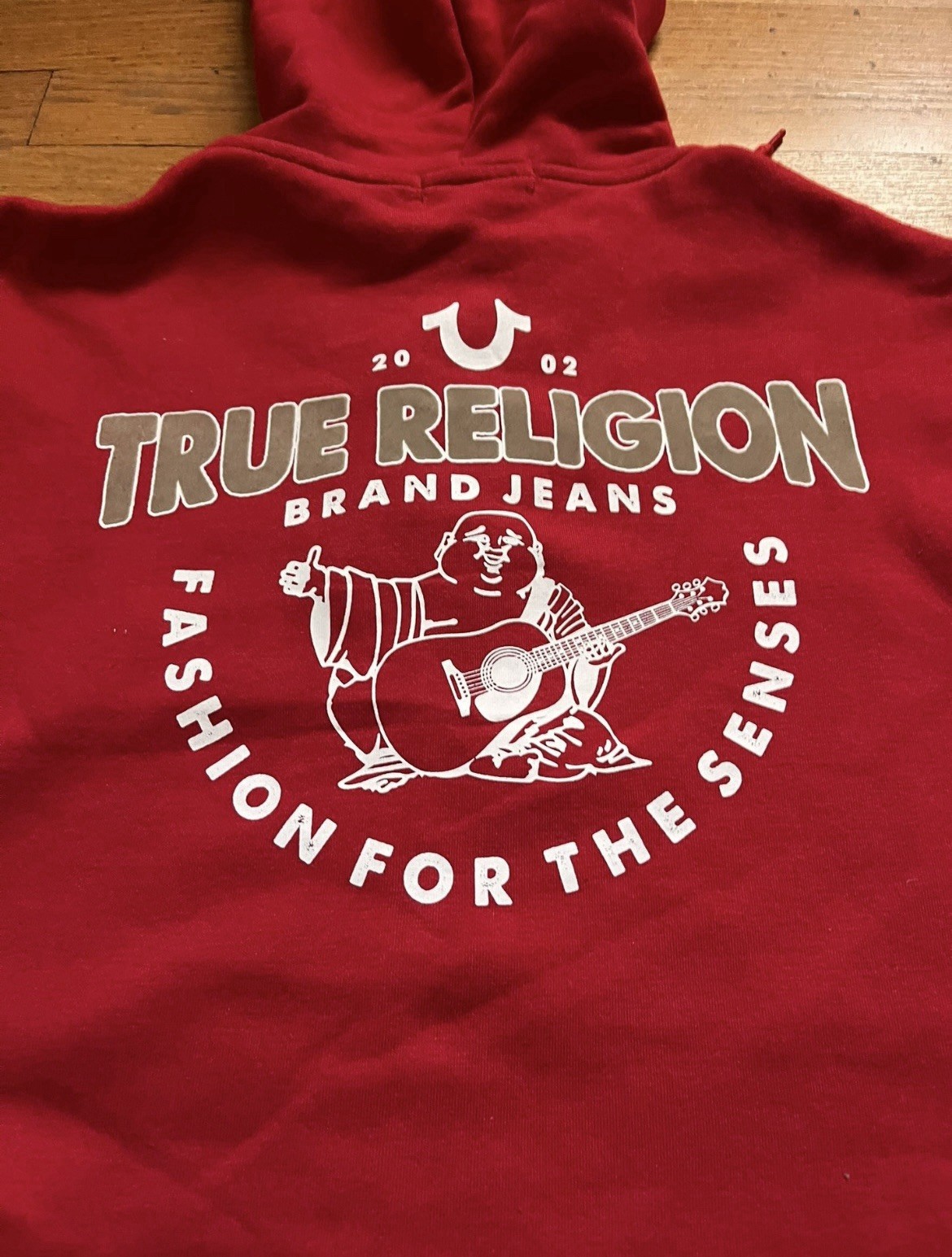 True Religion Red Fleece Graphic Print Full Zip Hoodie Men's Size L thumbnail 4