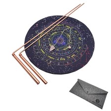 Dowsing Rods Kit - 2 Copper Witching Rods, Pendulum  Divination Mat for