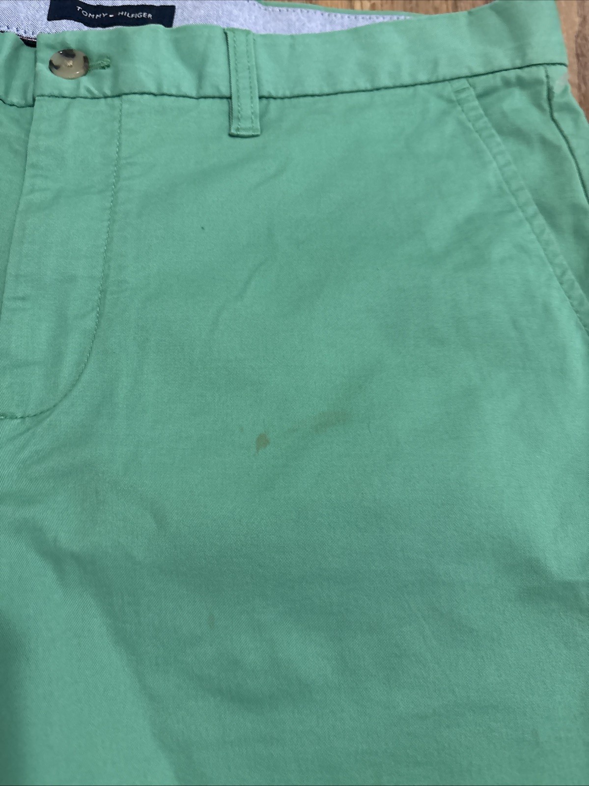 Tommy Hilfiger Chino Shorts Mens Size 36 Green Flat Front Preppy Frat RARE image 3