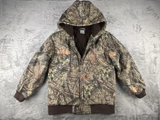 Carhartt Mossy Oaks Canvas Quilted Lining Hooded Camouflage Jacket Youth 14/16