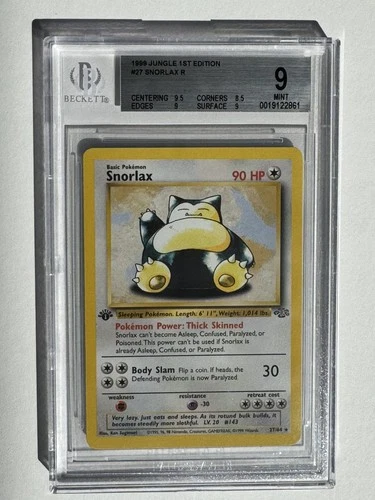 1999 Pokemon Jungle 1st Edition #027 Snorlax BGS 9