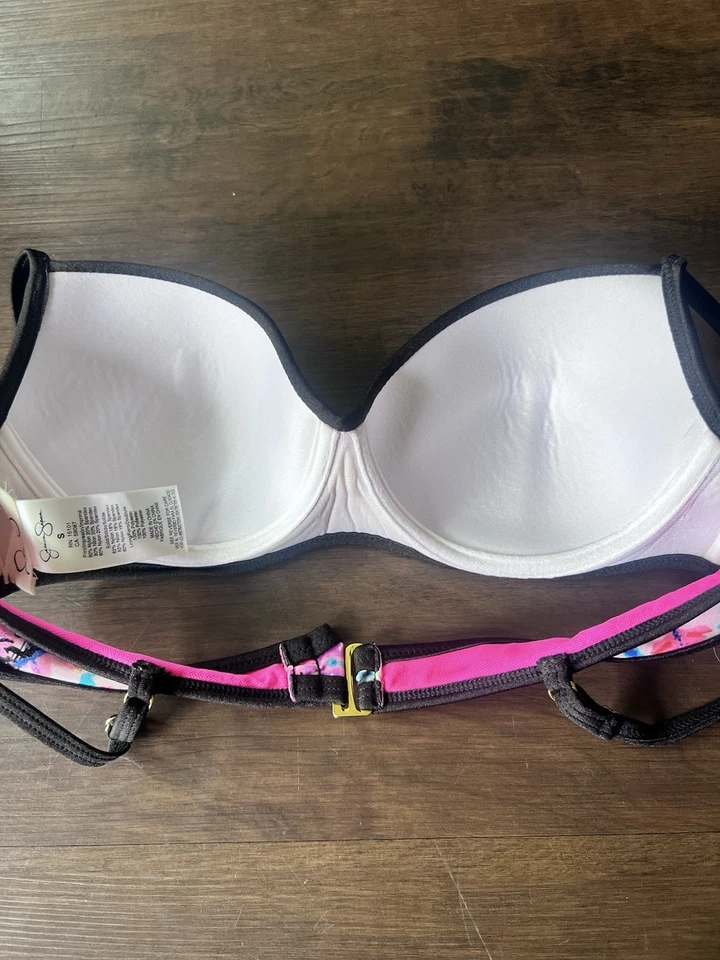 Sujetador de bikini Jessica Simpson sin tirantes con cable incorporado push up pequeño para mujer Foto 4 de 4