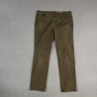 Khakis By Gap Pants Womens 4 Deep Moss Green Straight Vintage Rolled Chino Twill