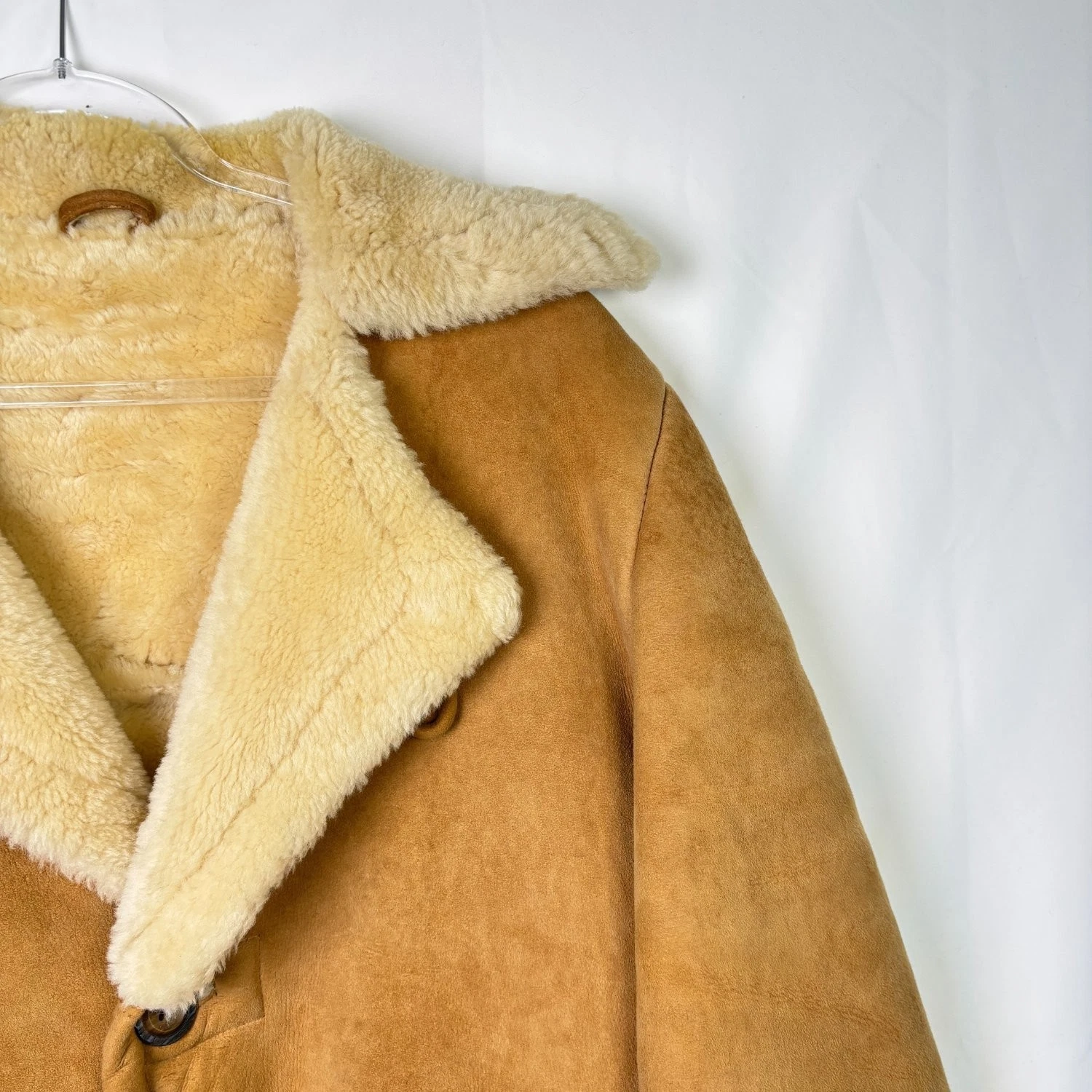 Vtg Ice Age Shearling Coat 70s Mens Medium Brown Suede Leather Rancher Jacket image 4
