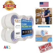 Packing Tape 12 Rolls - 2.7mil Thick, 1.88"W x 60 Yards, Heavy Duty