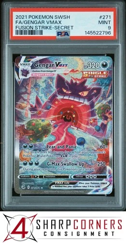 2021 POKEMON SWORD & SHIELD FUSION STRIKE SECRET #271 FULL ART/GENGAR VMAX PSA 9