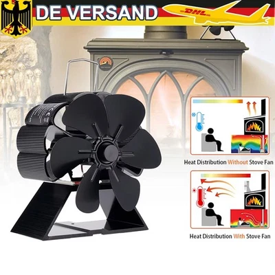 MARKENLOS 6-Flügel Stromloser Kaminofen Ventilator Ofenventilator Stove Fan Gebläse Lüfter