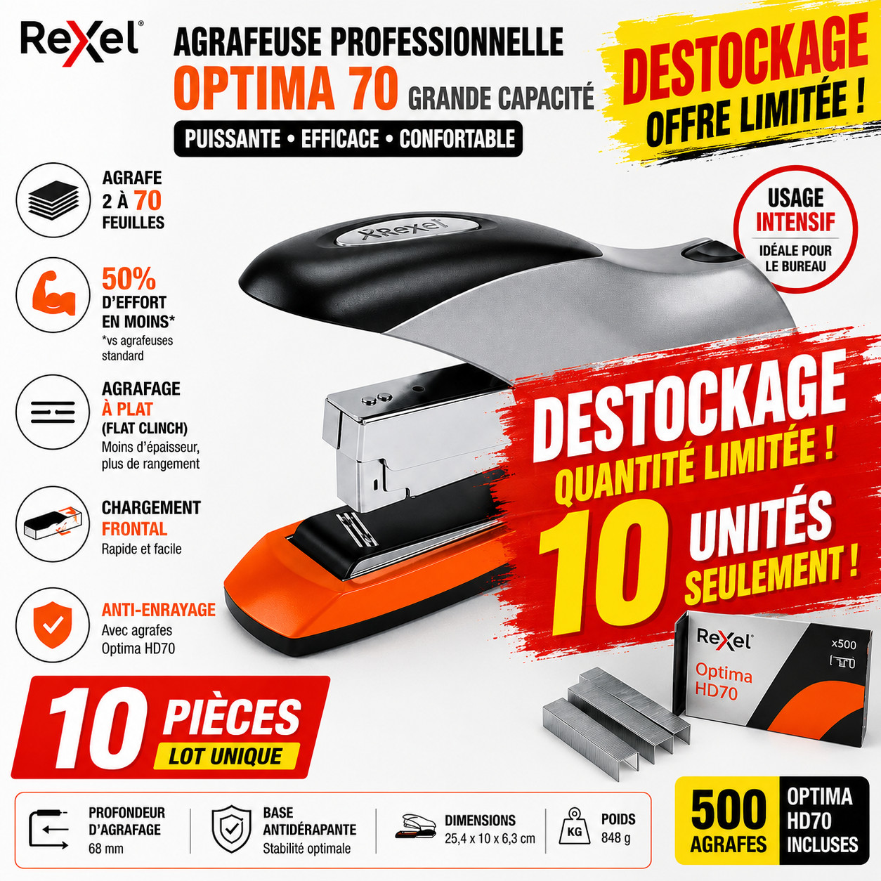 Rexel Agrafeuse Optima 70, Capacité D'agrafage: 70 Feuilles - Image 2