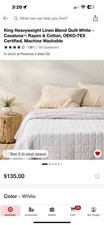 King Heavyweight Linen Blend Quilt White - Casaluna BNWT
