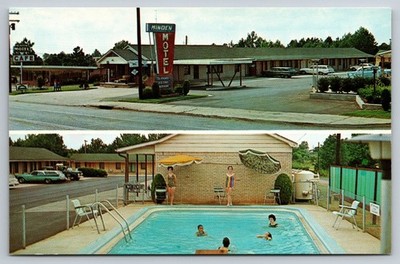 Minden Louisiana Motel on Hwy 79 & 80 West 1962 Vintage Postcard Pool