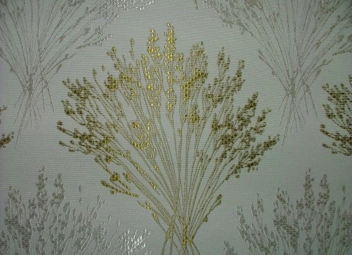 6.33  Metres Gold Ivory Wheat Woven Jacquard Fabric Curtain Upholstery Cushion - Image 3 of 4