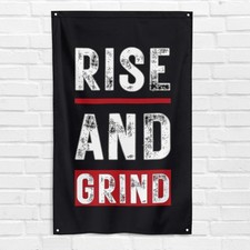 Rise And Grind 3x5 ft Gym Flag Fitness Workout Bodybuilding Motivational Banner
