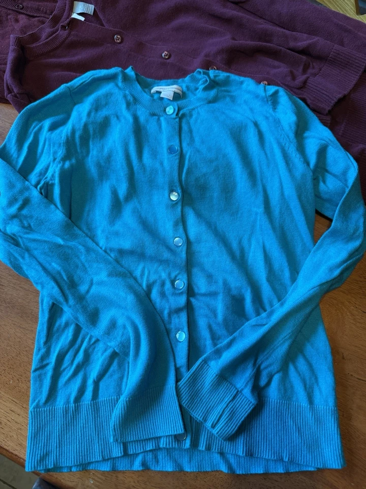 GRAN LOTE Niñas Niños Cárdigan Cachemira Algodón Botones Frontales Borgoña Otoño XL 14 Foto 4 de 4