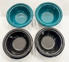 Vintage Lot Of 4 Frankoma 6U Dish Bowl 7” Clay 2 - Blue/Green 2 - Black