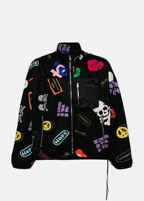 NWT Mastermind Black/Multi All Over Fleece Jacket Size Medium $1725