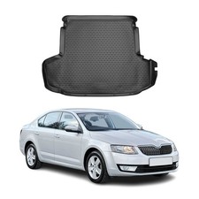 Kofferraummatte Kofferraumwanne für Skoda Octavia 2017-2019 Gummi TPE Schwarz