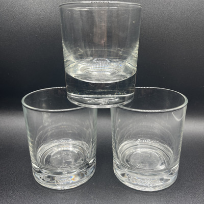 Crown Royal Lowball Whiskey Glasses Setof3 Two Commemorative 75 Years One Plain