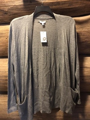 Cardigan Sweater Gray Large Womens Croft & Barrow NWT Retail $40