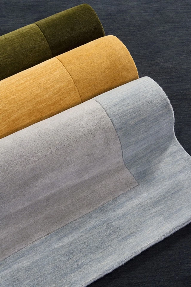 Alfombra azul claro 5 x 8 borde de lana alfombra contemporánea - aproximadamente 5' x 8' Foto 2 de 4