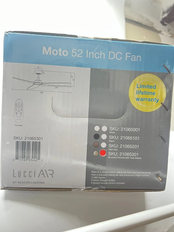 LUCCI AIR Moto 52 in. Indoor Brushed Nickel and Teak Ceiling Fan with Remote - Image 4 of 4