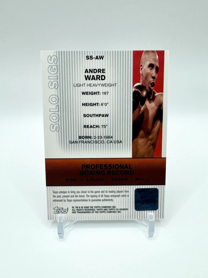 Andre Ward 2008 Topps Co Signers Solo Sigs Autograph 1st Auto Rookie Card SSP RC - Image 2 of 2