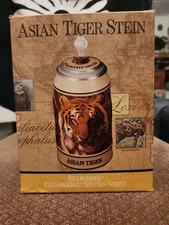 1990 Budweiser Endangered Species Series Asian Tiger Beer Stein COA  IN BOX