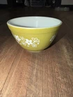 Vintage Pyrex Mixing Bowl #401 Crazy Daisy Spring Blossom Green 1.5 Pint