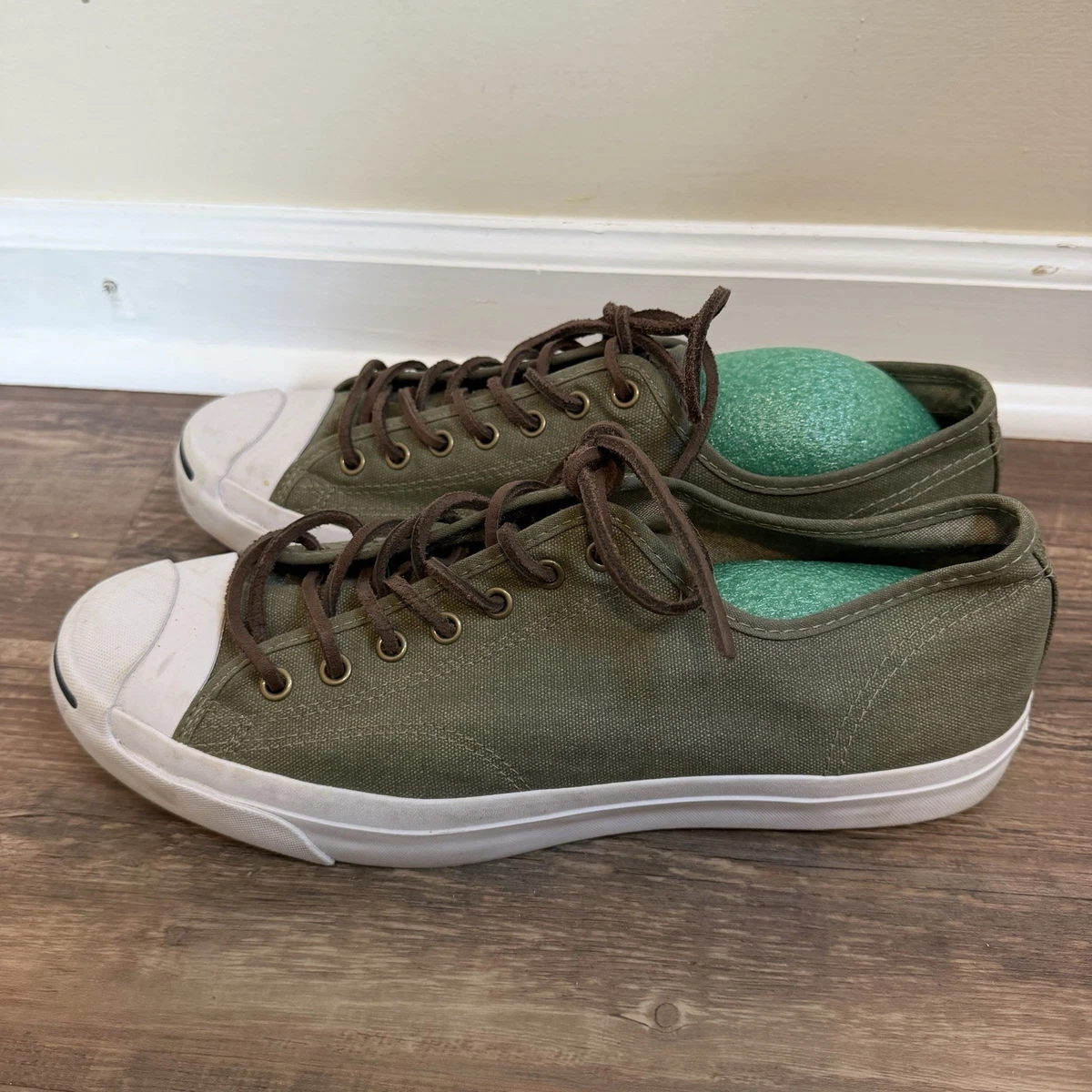 Converse Jack Purcell niedrig grün weiß Schuhe Herbst Freizeit Herren Größe 11,5 klassisch