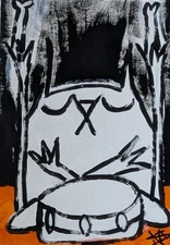 Original ACEO Cat Painting Collectible Music Piano Abstract Art Samantha McLean